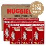 Huggies Size 1 Diapers, Little Snugglers Diapers, Size 1 (8-14 lbs), 198 Ct (6 packs of 33)