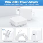 Mac Book Pro Charger - 118W USB C Charger Fast Charger Compatible with USB C Port MacBook pro/Air, ipad Pro, Samsung Galaxy and All USB C Device, Include Charge Cable