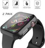 Misxi 2 Pack Hard PC Case with Tempered Glass Screen Protector Compatible with Apple Watch Series 6 SE Series 5 Series 4 44mm, Black