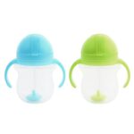 Munchkin® Any Angle™ Weighted Straw Trainer Cup with Click Lock™ Lid, 7 Ounce, 2 Pack, Blue/Green