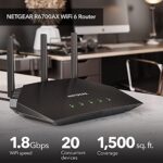 NETGEAR Nighthawk WiFi 6 Router (R6700AX) AX1800 1.8Gbps Wireless Speed – Dual-Band Gigabit Internet Router – Covers 1,500 sq. ft., 20 Devices – Built-in VPN, Gaming, Alexa Enabled