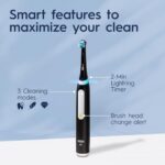 Oral-B iO Deep Clean Rechargeable Electric Powered Toothbrush, Black with iO Series 3 Limited, 2 Brush Heads and Travel Case - Pressure Sensor to Protect Gums - 3 Cleaning...