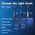 Oral-B iO Deep Clean Rechargeable Electric Powered Toothbrush, Black with iO Series 3 Limited, 2 Brush Heads and Travel Case - Pressure Sensor to Protect Gums - 3 Cleaning...