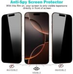 Pehael [3+3Pack] Privacy Screen Protector for iPhone 16 Pro Max with Camera Lens Protector Full Coverage Anti-Spy Tempered Glass Film 9H Hardness Upgrade Edge Protection Easy...