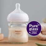 Philips AVENT Glass Natural Baby Bottle with Natural Response Nipple, Clear, 4oz, 4pk, SCY910/04