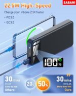 SABANI Portable Charger 35000mAh Power Bank - Portable Battery with 4 Built in Cables, 22.5W Fast Charging Battery Pack Compatible with iPhone 16 15 14 13 Samsung Android Phone...