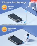 SABANI Portable Charger 35000mAh Power Bank - Portable Battery with 4 Built in Cables, 22.5W Fast Charging Battery Pack Compatible with iPhone 16 15 14 13 Samsung Android Phone...