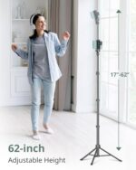 SENSYNE 62" Phone Tripod & Selfie Stick, Extendable Cell Phone Tripod Stand with Wireless Remote and Phone Holder, Compatible with iPhone Android Phone, Camera