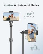 SENSYNE 62" Phone Tripod & Selfie Stick, Extendable Cell Phone Tripod Stand with Wireless Remote and Phone Holder, Compatible with iPhone Android Phone, Camera