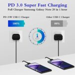 Type C Charger, 2-Pack 25W Type C Super Fast Charging Block with 6ft USB C Charger Cable Compatible with Galaxy S23 Ultra/S23+/S22/S21/S20