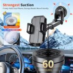 Upgraded 3-in-1 Car Phone Holder Mount [Powerful Suction] Phone Mount for Car Dashboard Air Vent Windshield,for All iPhone Android Phone (Black)