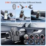 Upgraded 3-in-1 Car Phone Holder Mount [Powerful Suction] Phone Mount for Car Dashboard Air Vent Windshield,for All iPhone Android Phone (Black)