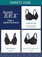 Vanity Fair Women's Full Figure Beauty Back Smoothing Bra, 4 Way Stretch Fabric, Lightly Lined Cups Up to H