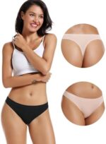 voenxe Seamless Women Underwear Thongs,No Show Ladies Thong,No Line Breathable Comfortable Panties Undies for Women 5-Pack