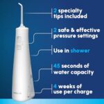 Waterpik Cordless Pulse Rechargeable Portable Water Flosser for Teeth, Gums, Braces Care and Travel with 2 Flossing Tips, Waterproof, ADA Accepted, WF-20 White, Packaging May Vary