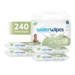 WaterWipes Plastic-Free Textured Clean, Toddler & Baby Wipes, 99.9% Water Based Wipes, Unscented & Hypoallergenic for Sensitive Skin, 60 Count (Pack of 4), Packaging May Vary