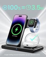 Wireless Charger iPhone Charging Station: 3 in 1 Charger Stand Multiple Devices for Apple - iPhone 16 15 14 Pro Max 13 12 11 - Watch 10 9 8 7 6 5 4 3 2 SE and Ultra Series -...