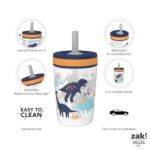 Zak Designs Kelso Toddler Cups For Travel or At Home, 15oz 2-Pack Durable Plastic Sippy Cups With Leak-Proof Design is Perfect For Kids (DinoRoar, Zaksaurus)