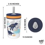 Zak Designs Kelso Toddler Cups For Travel or At Home, 15oz 2-Pack Durable Plastic Sippy Cups With Leak-Proof Design is Perfect For Kids (DinoRoar, Zaksaurus)